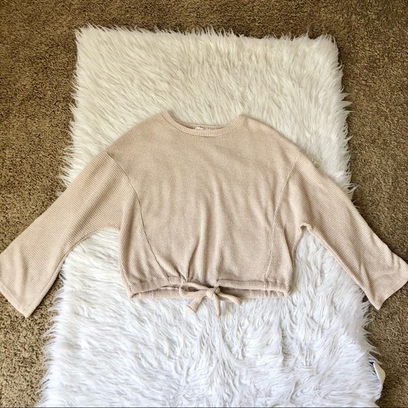The line of style beige tie waist sweater, small - Picture 5 of 9